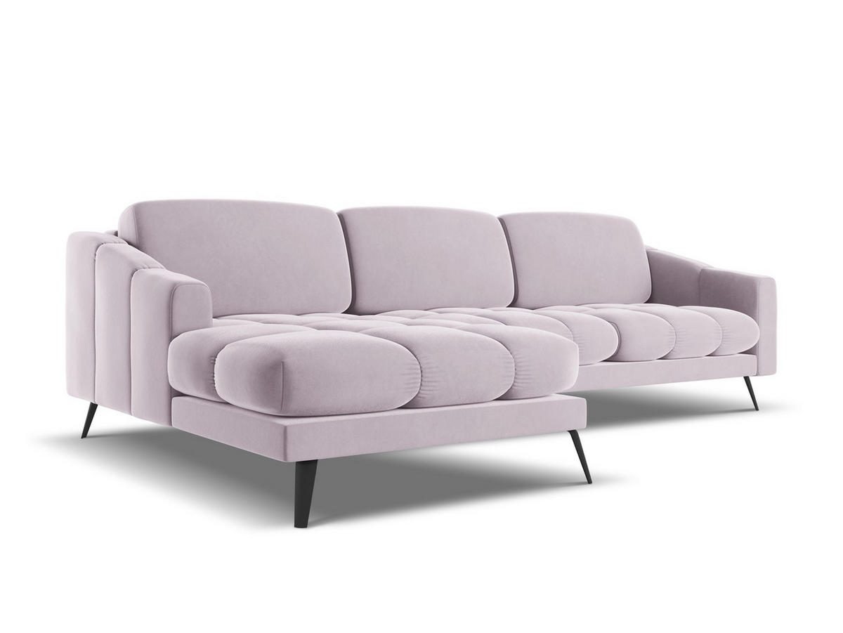 ECKSOFA Links Samt Stoff Violett - Lila/Flieder, Textil/Metall (160/264cm) - Makamii