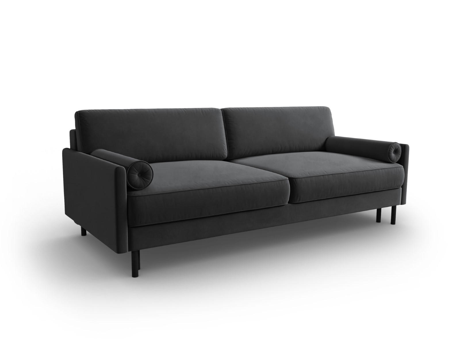 AUSKLAPPBARES-SOFA mit Bettkasten Scott aus Samt grau 3 Sitzplätze - Grau, Textil (97/87/212cm) - Micadoni