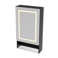 SPIEGELSCHRANK einzeltürig 50/88/16 cm, 3-farbig LED, untere Glasablage, Schwarz - Schwarz, Glas (50/88/16cm) - BRILVERDE