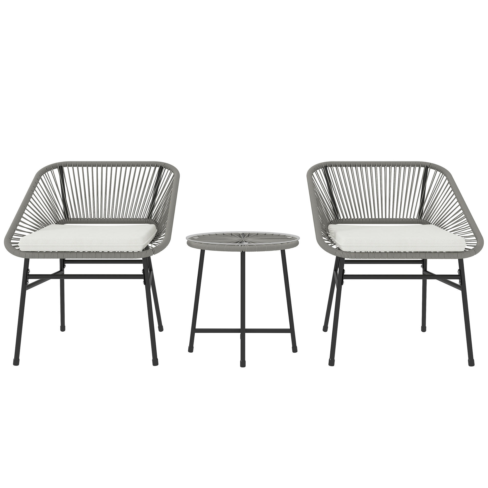 GARTENMÖBEL-SET, Outdoor Lounge Balkonmöbel für 2 Personen Dunkelgrau - Dunkelgrau, Metall - Outsunny