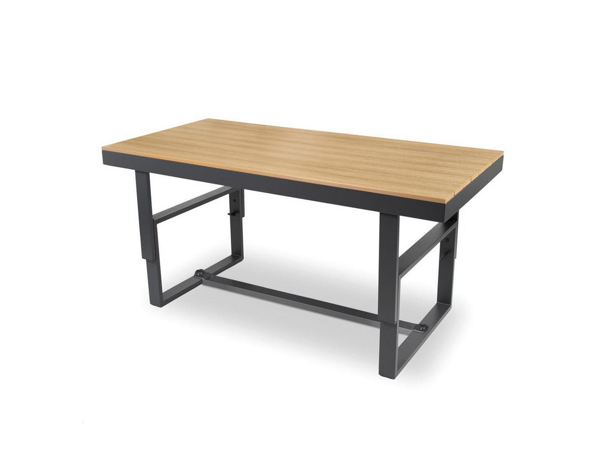 GARTENLOUNGE-SET Largo Grau Aluminium höhenverstellbarer Tisch für 6 Personen - Grau, Kunststoff - bellavista - Home & Garden