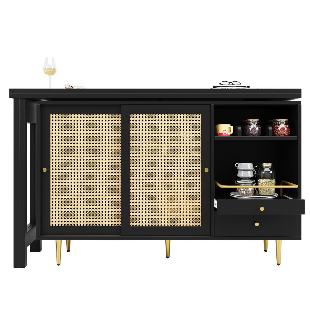 BARTISCH Schwarz 107/40/71,4 cm - Schwarz, Holzwerkstoff (40/76/187cm) - Urban Meuble