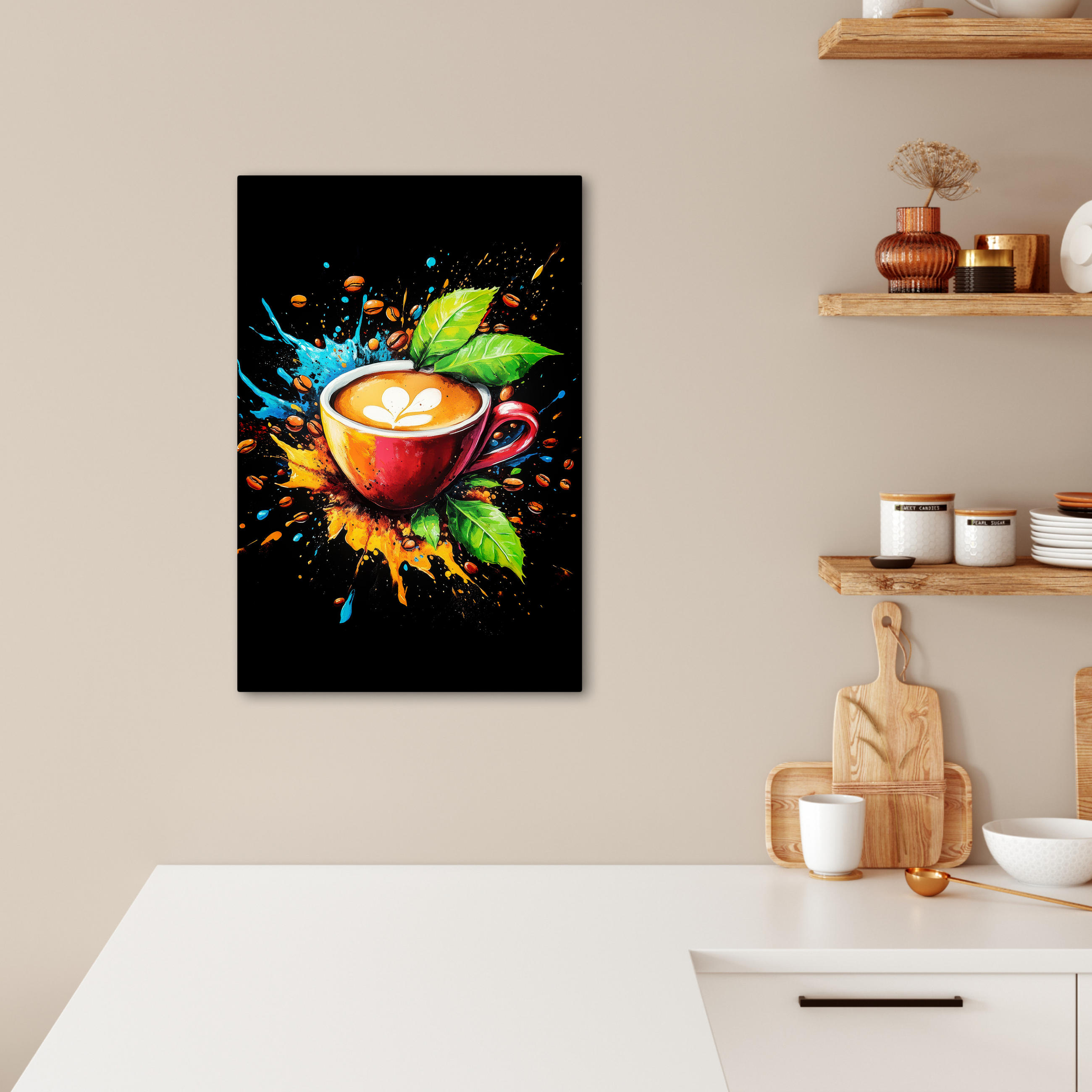 LEINWANDBILD Kaffee - Graffiti - Trinken - Abstrakt 40x60 cm - Mokka, Textil (40/60cm) - MuchoWow