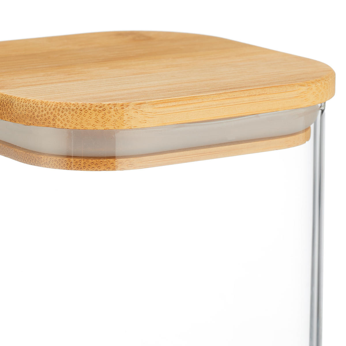 3XVORRATSGLAS - Transparent, Glas/Holz (10/21.5/10cm) - Relaxdays