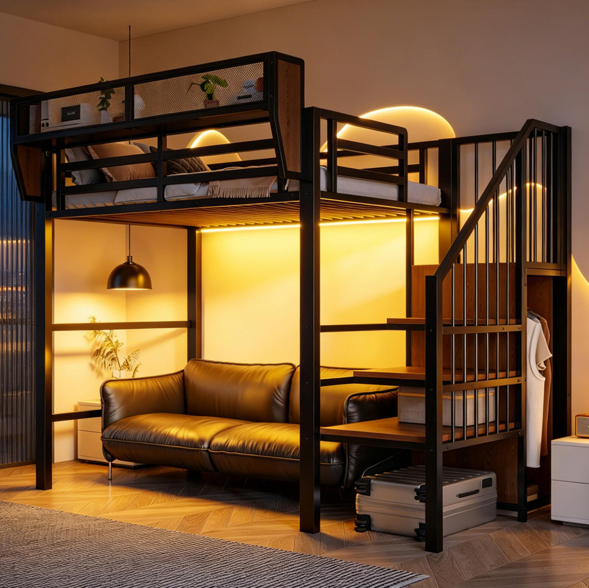 HOCHBETT 90/200 cm aus Metall mit LED-Lichtleiste, Schwarz - Schwarz, Metall (90/200cm) - OKMYHOME
