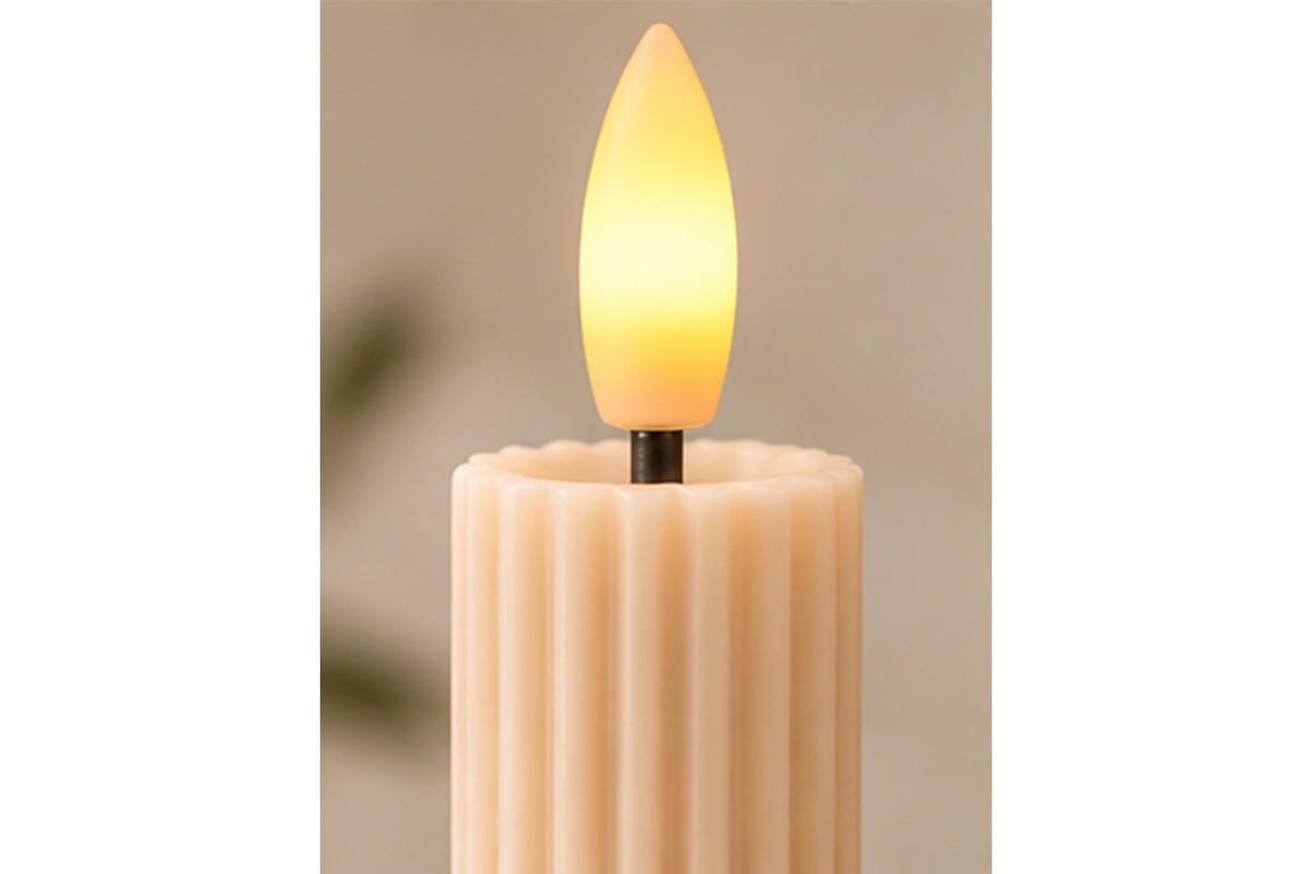 LED-KERZENSET Ø2,2x15,5 cm, Beige - Beige, Naturmaterialien (2.2/2.2/15.5cm) - dasmöbelwerk