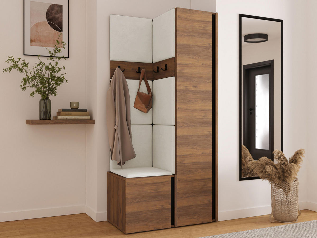MOBILIER PENTRU HOL Orion XXIV - bej/culoare lemn de nuc, material plastic/compozit lemnos (82/186/46cm) - MIRJAN24