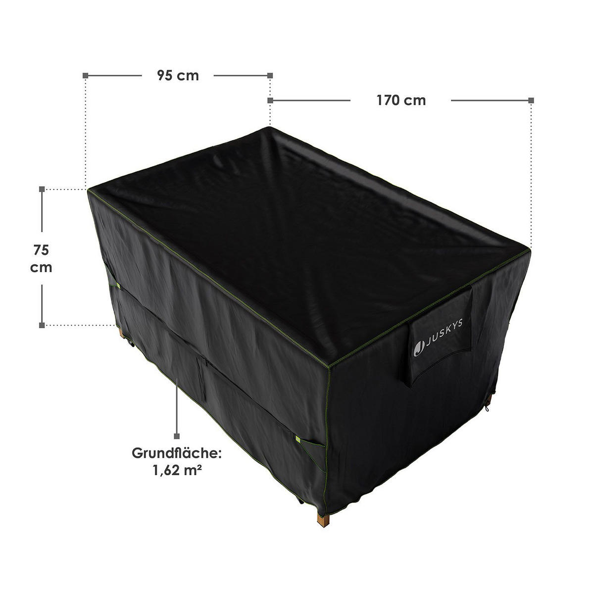 GARTENMÖBELABDECKUNG CoverSafe Pro schwarz - Schwarz, Kunststoff (95/75/170cm) - Juskys