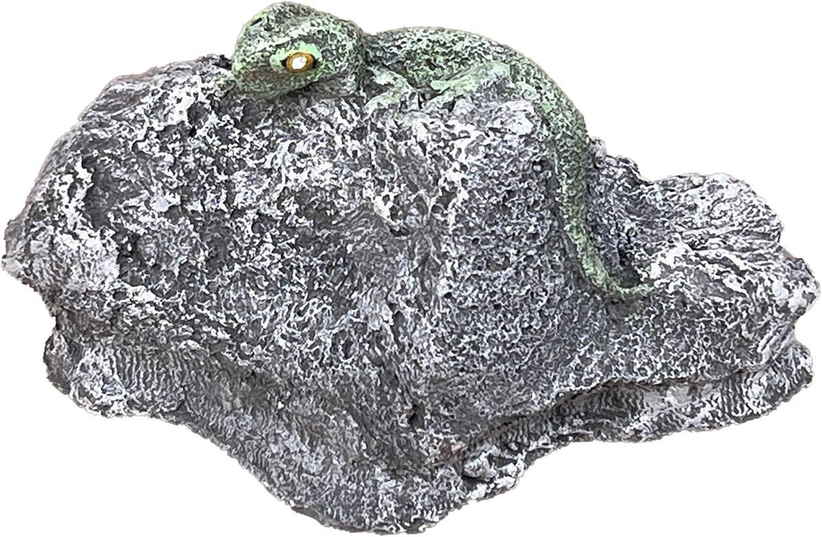 STEINFIGUR Gecko Eidechse auf Stein frostfest Steinguss - Grau, Stein (13/7/8cm) - stoneandstyle