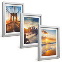 BILDER SET 3er Set - 20x30 cm Silberner Rahmen - Brücken, Sonnenuntergänge, Stadt - Silberfarben, Kunststoff (20/30cm) - TULUP