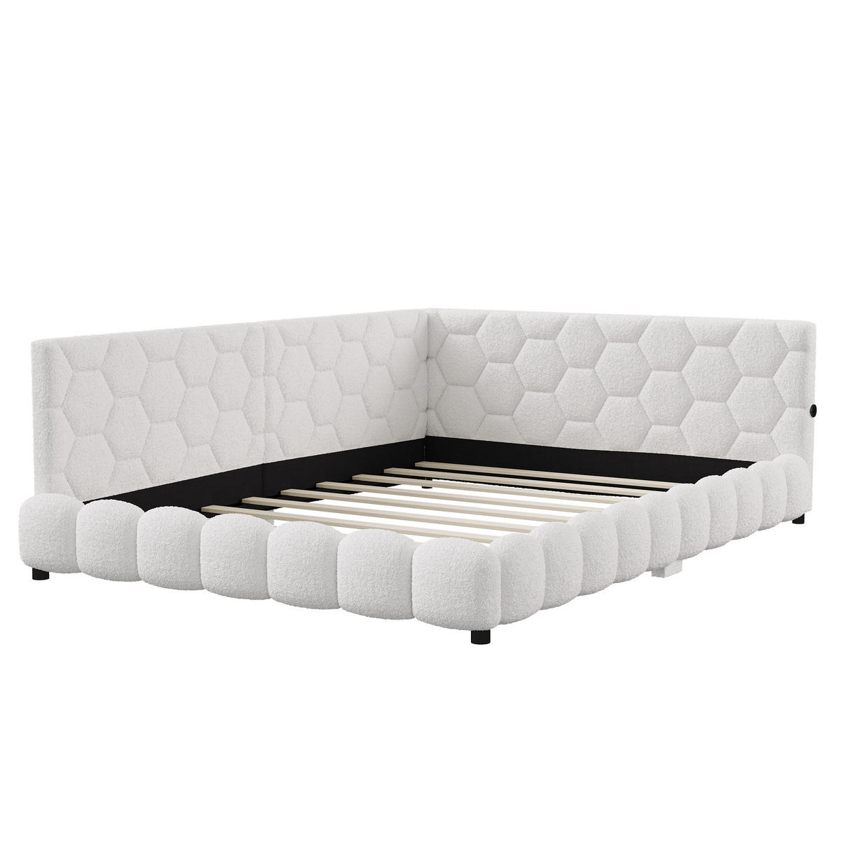 POLSTERBETT 140x200 cm LED USB Lattenrost gepolstert weiß - Weiß, Holz (140/200cm) - Fortuna Lai