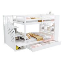 ETAGENBETT 90/200 cm in Weiß mit Stauraum und Sicherheitstreppe - Weiß, Holz (90/200cm) - BEAOK