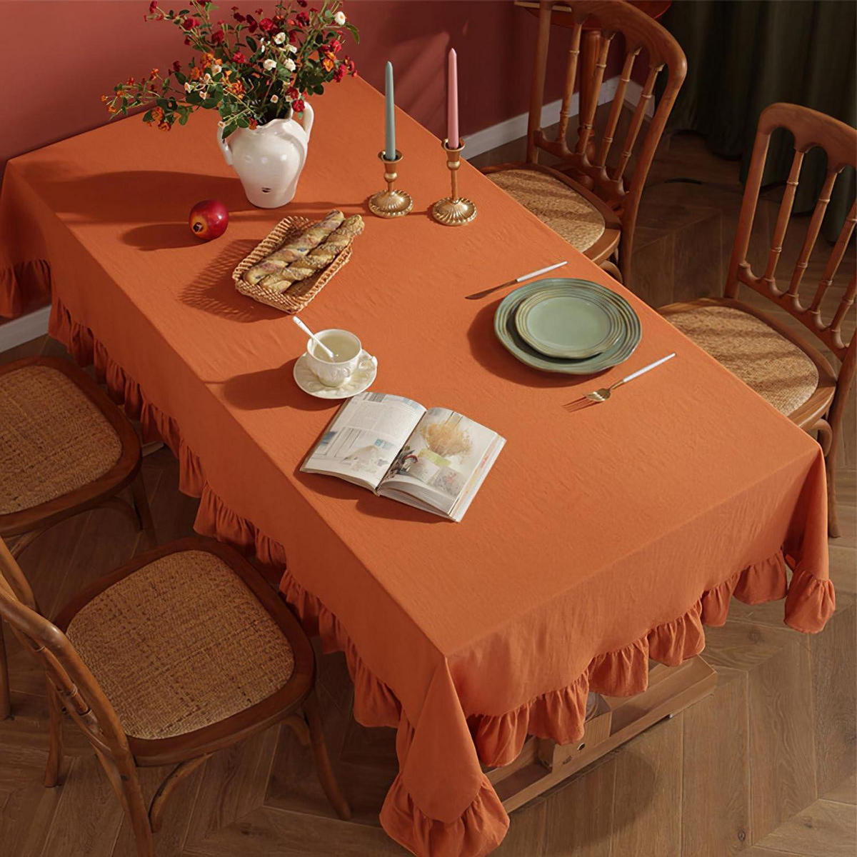 TISCHDECKE Leinenoptik Orange 120 x 160 cm - Orange, Textil (160/120/1.5cm)