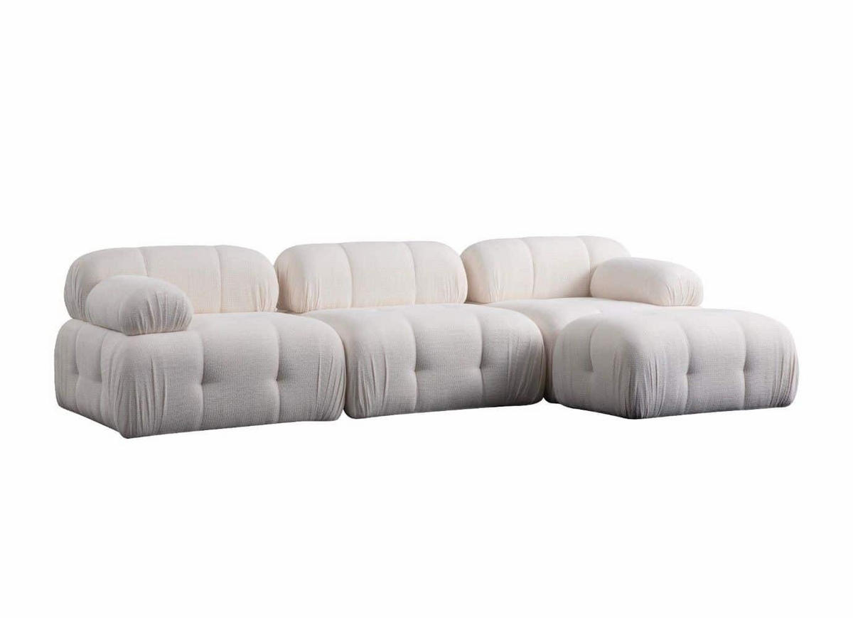 ECKSOFA inklusive Hocker - Schwarz/Weiß, Holz/Kunststoff (290/160cm) - myHomelando