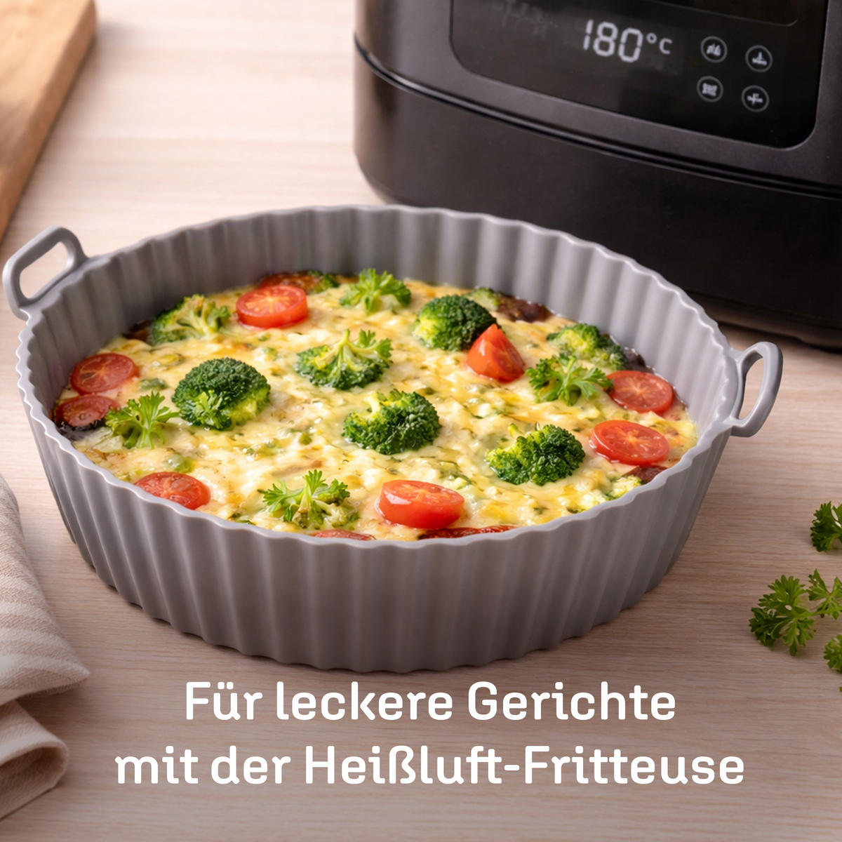 BACKFORM Air Fryer - Heißluftfritteuse 2er Pack - Ø20x5,5cm - Grau, Kunststoff - Bestlivings