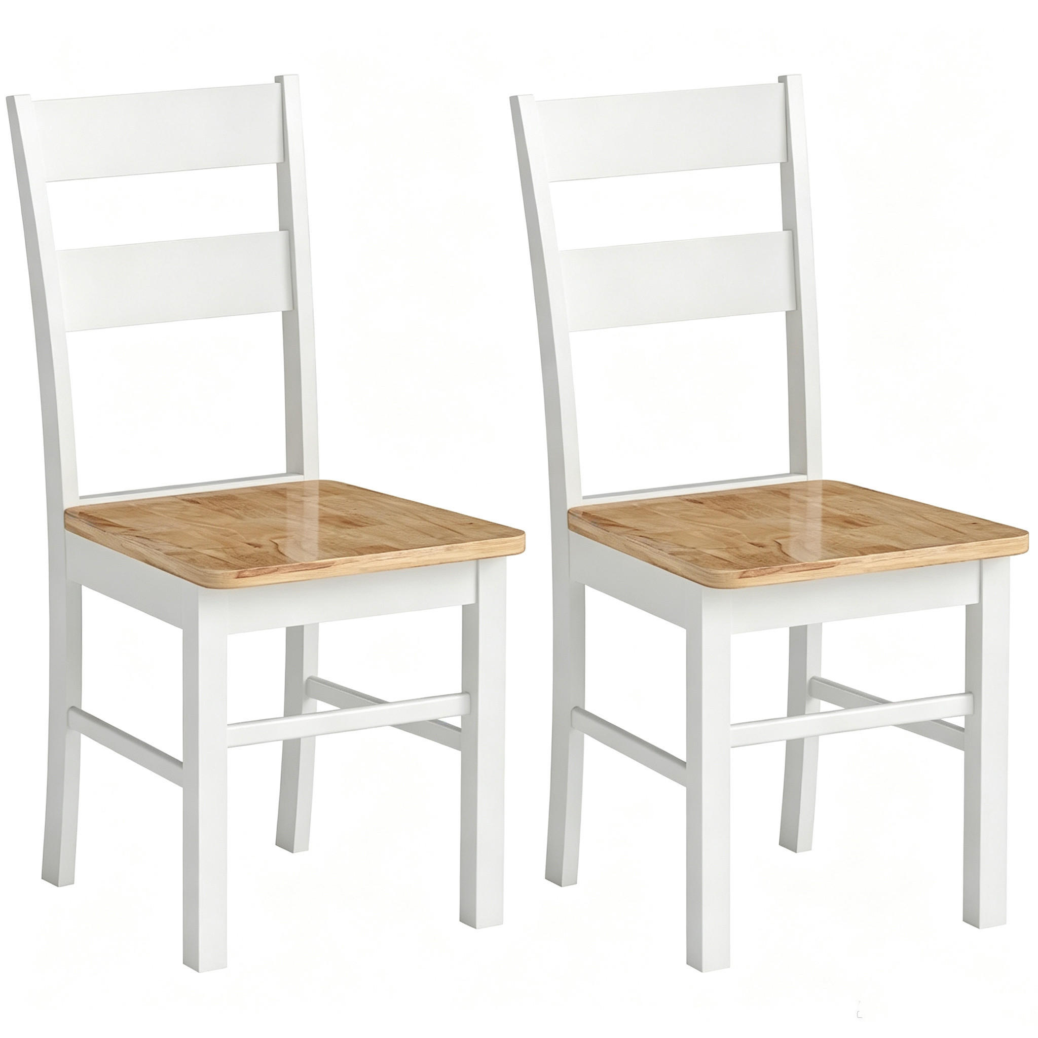 STUHL-SET DE-36040 2 Stück mit Kautschukholz Weiß - Eichefarben, Holzwerkstoff (40/88.5/50.5cm) - ComfortXL