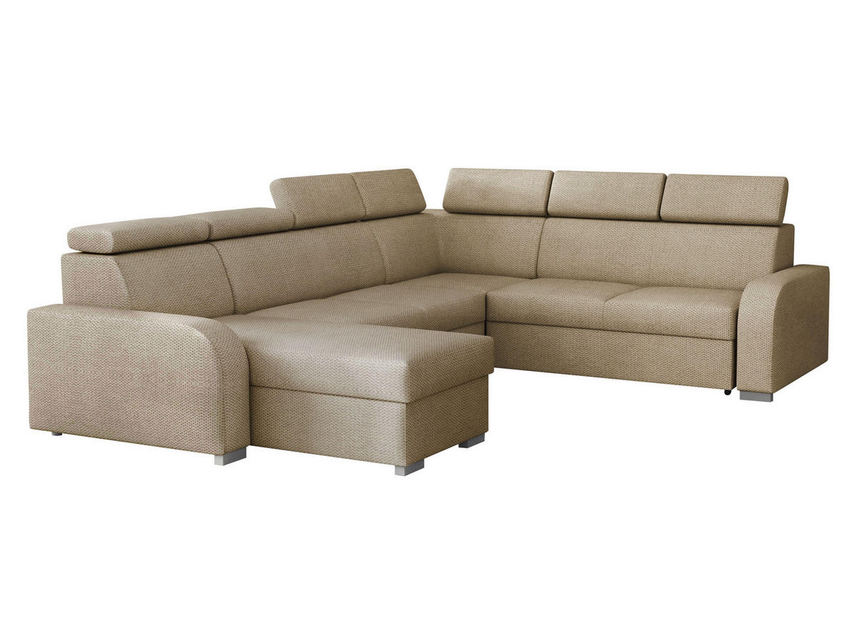 WOHNLANDSCHAFT Oslo 2rR2pLC - Silberfarben/Naturfarben, Holz/Kunststoff (315/85/250cm) - MIRJAN24