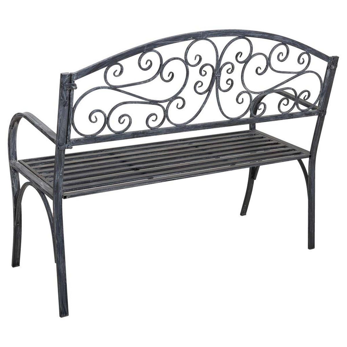 BANK aus Metall, grau, 123x53x91cm - Grau, Metall (153/91/53cm) - Wanderlust