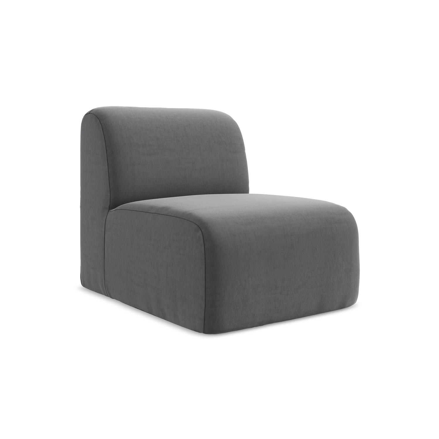 SOFAELEMENT Samt Stoff Grau - Edelstahlfarben/Schwarz, Holzwerkstoff/Kunststoff (70/75/94cm) - LaMiaSofa
