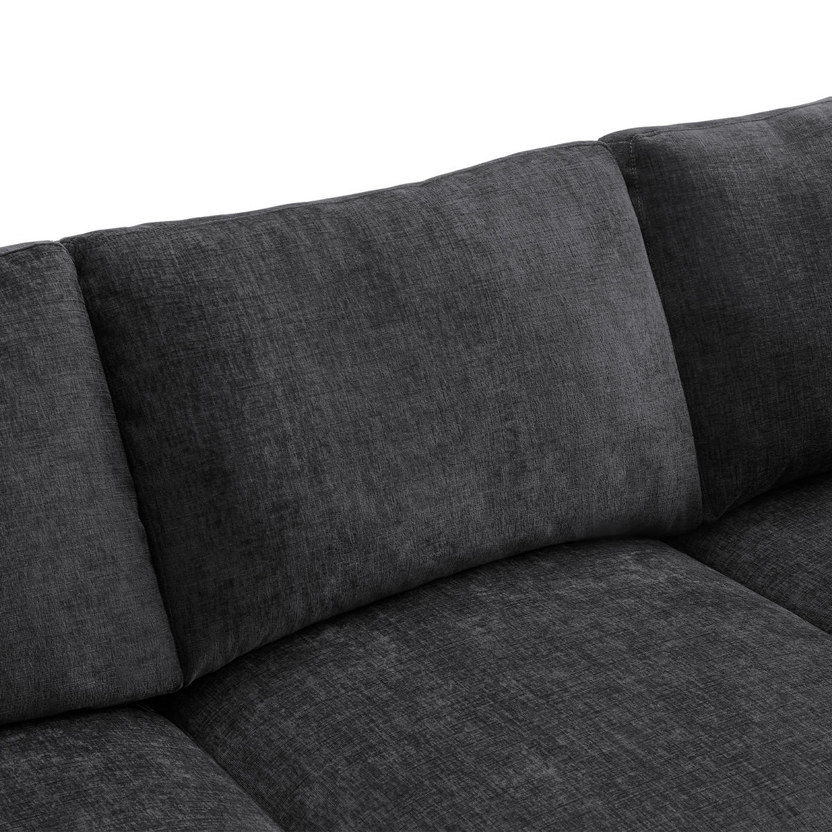 WOHNLANDSCHAFT Chenille Grau mit 2 Hocker und 6 Kissen - Grau, Holzwerkstoff/Kunststoff (278/81/161cm) - WISHDOR
