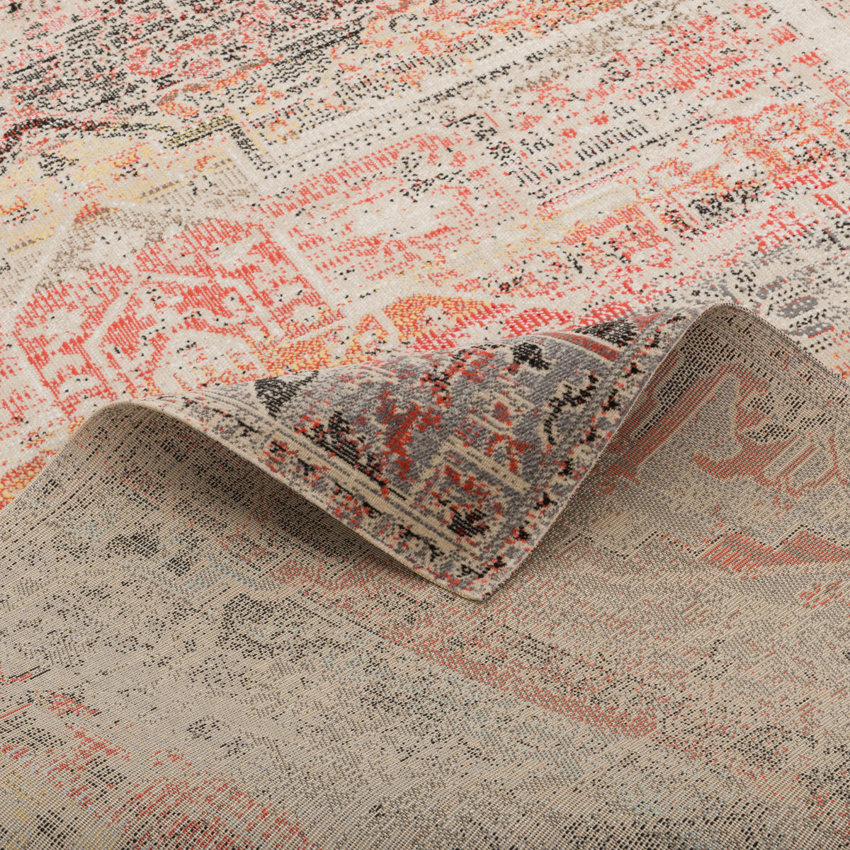 KURZFLOR DESIGNER TEPPICH MODERN VINTAGE ORIENT MUSTER - Orange, Textil (140/200cm) - Pergamon