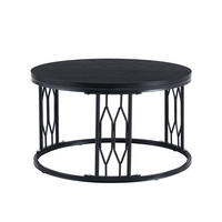 COUCHTISCH DE-37365 rund mit Holzoptik Schwarz - Schwarz, Metall (70/70/40.5cm) - ComfortXL