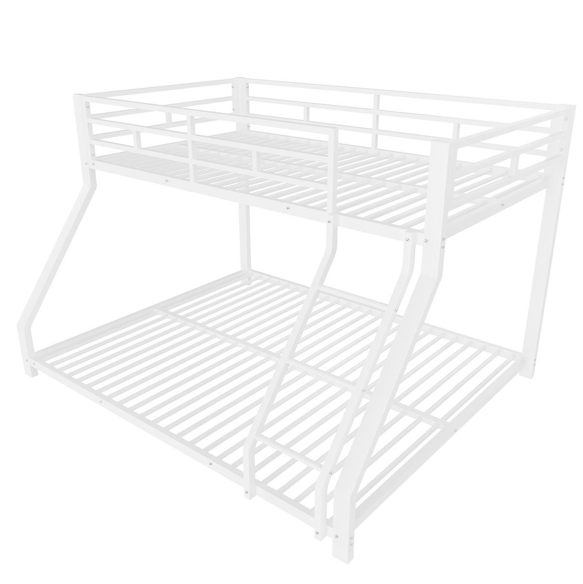 ETAGENBETT 90x200/140x200 cm in Weiß mit Treppe, Geländer und EN 747 Zertifizierung - Weiß, Metall (90/200cm) - IVMEU