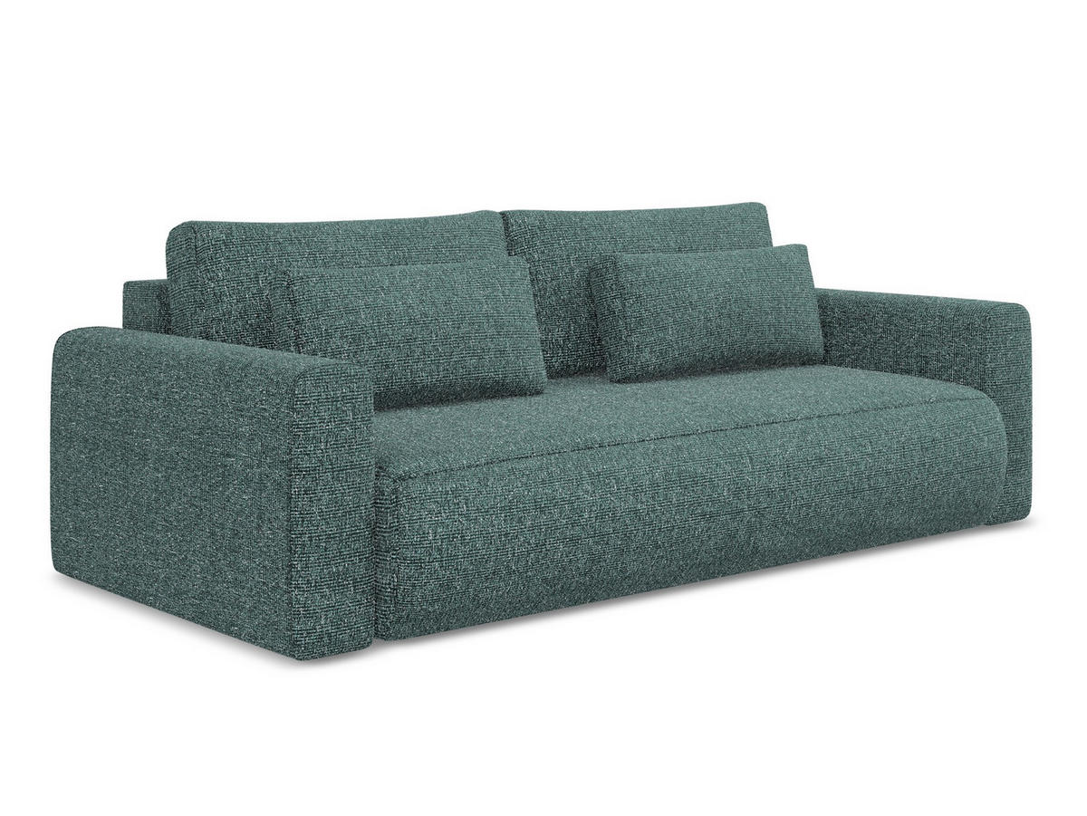 3-SITZER SOFA mit Schlaffunktion Strukturstoff Stoff Blau - Blau/Blaugrau, Kunststoff/Textil (238/82/105cm) - Makamii