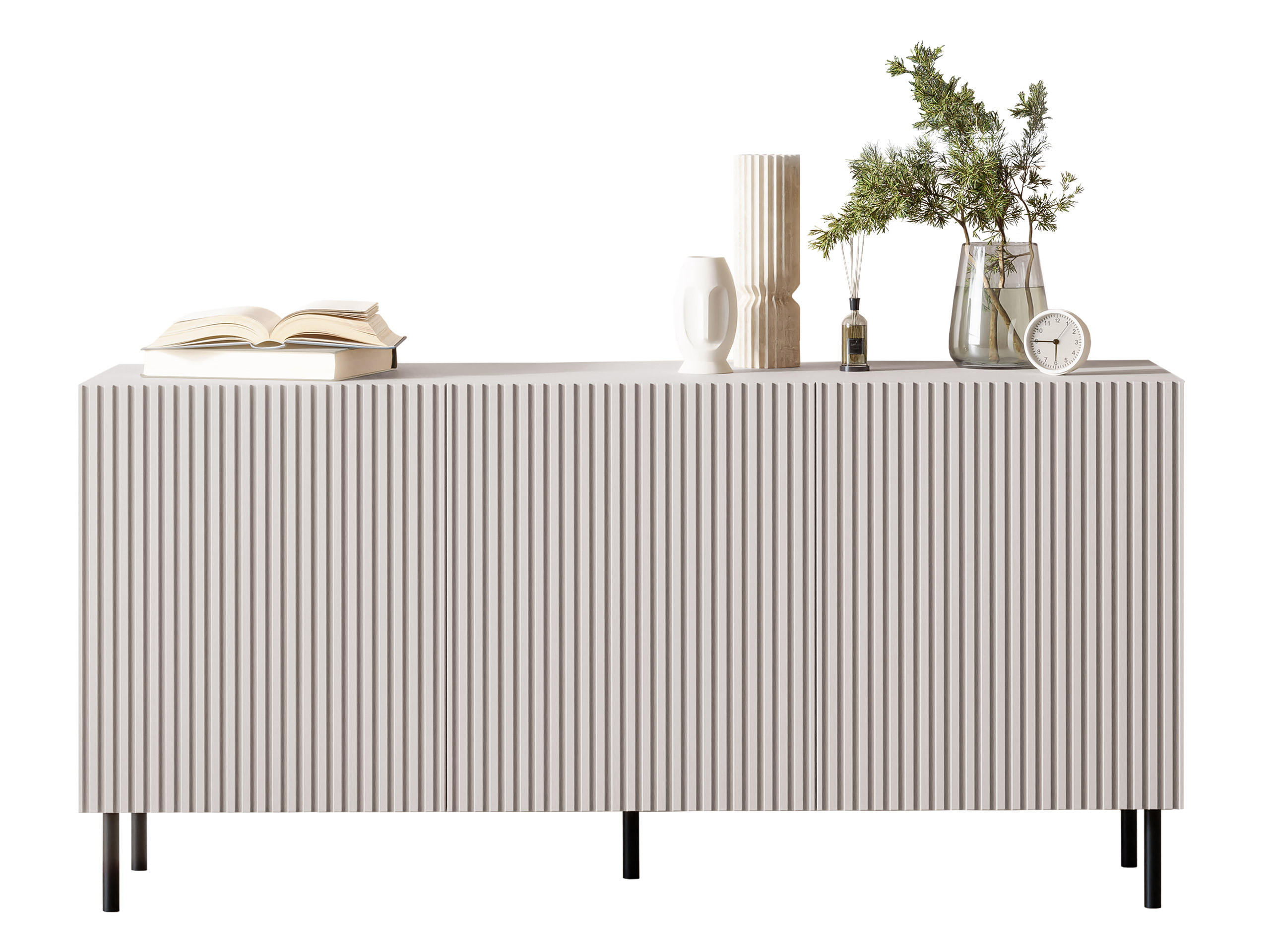 SIDEBOARD Aruba 3D 156 - Schwarz/Naturfarben, Holzwerkstoff (156/76/42cm) - MIRJAN24