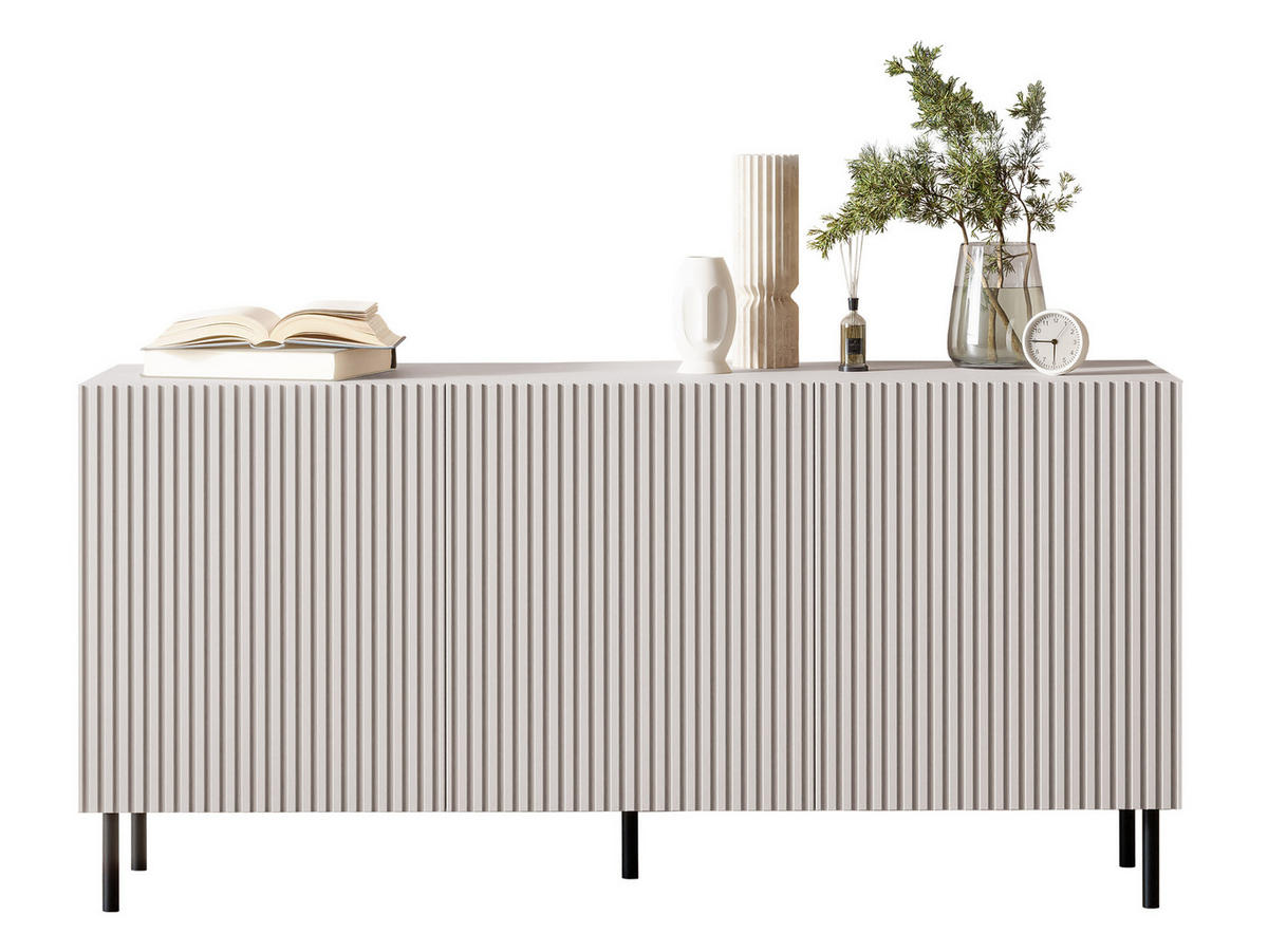 SIDEBOARD Aruba 3D 156 - Schwarz/Naturfarben, Holzwerkstoff (156/76/42cm) - MIRJAN24
