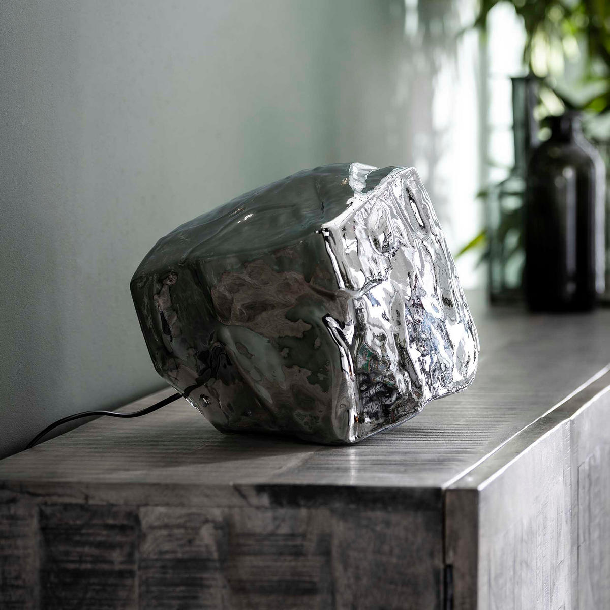 TISCHLEUCHTE Rock Grau 28/28/ 28 cm - Grau, Glas (28/28/28cm) - Hoyz Collection