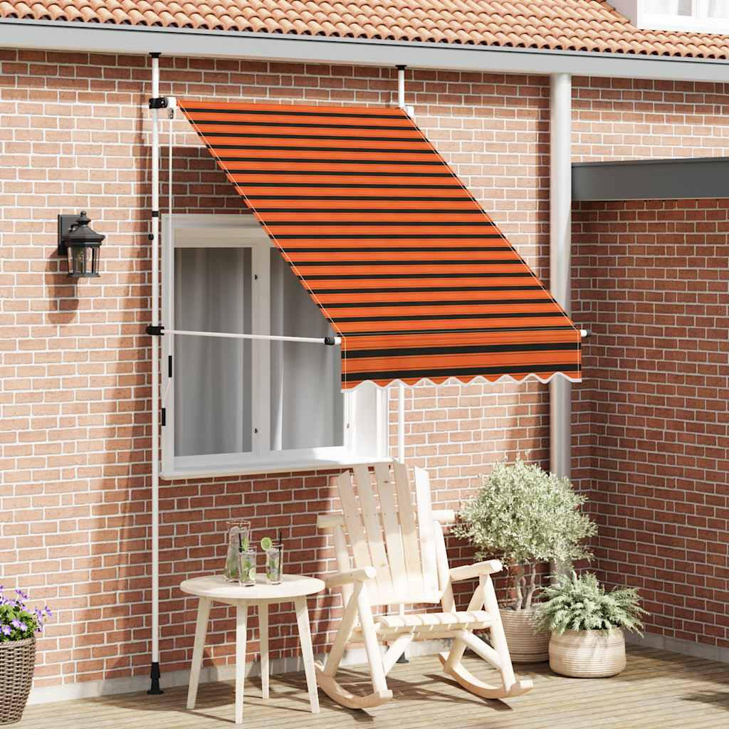 EINZIEHBARE Markise Handbetrieben 150 cm Orange und Braun - Multicolor, Textil (150/1/1cm) - furnicato