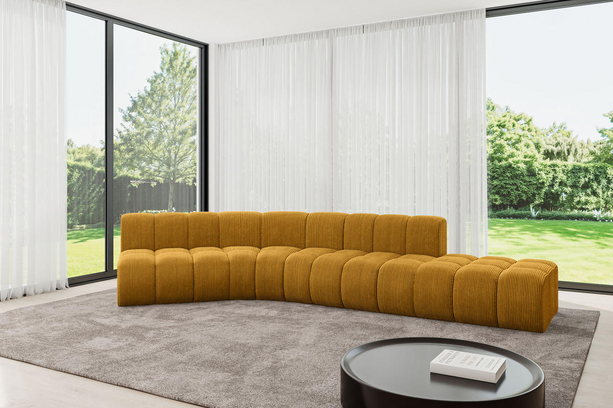 ECKSOFA modulares Sofa Brilo-L1 - 380x174x70 cm Senfgelb - Currygelb, Holzwerkstoff/Textil (380/174cm) - ALTDECOR
