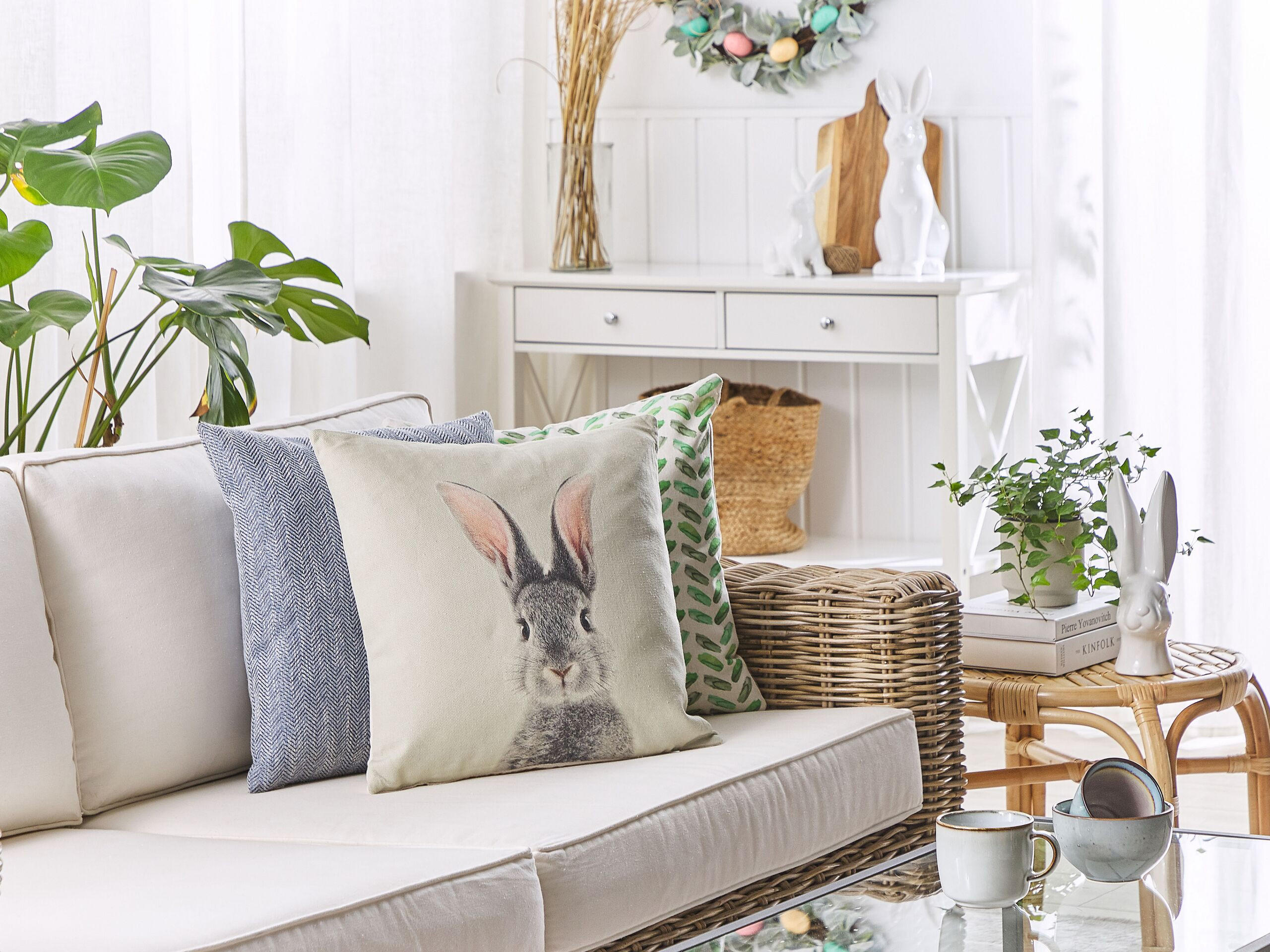 DEKOKISSEN 2er-Set Taupe 45/45 cm Quercus - Graubraun, Textil (45/45cm) - Beliani