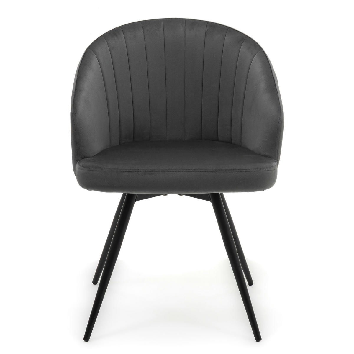 STUHL MODENA drehbar gepolsterter mit Steppung - grau - Samt Velour - Schwarz/Grau, Textil/Metall (57/80/59cm) - NEW HOME