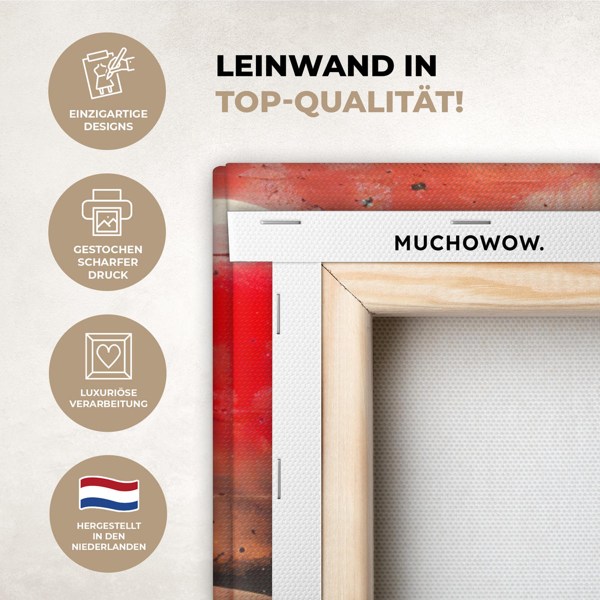 LEINWANDBILD Straßenkunst - Liebe - Graffiti - Kunst - Banksy Wanddeko Schlafzimmer 60x90 cm - Orange, Textil (60/90cm) - MuchoWow