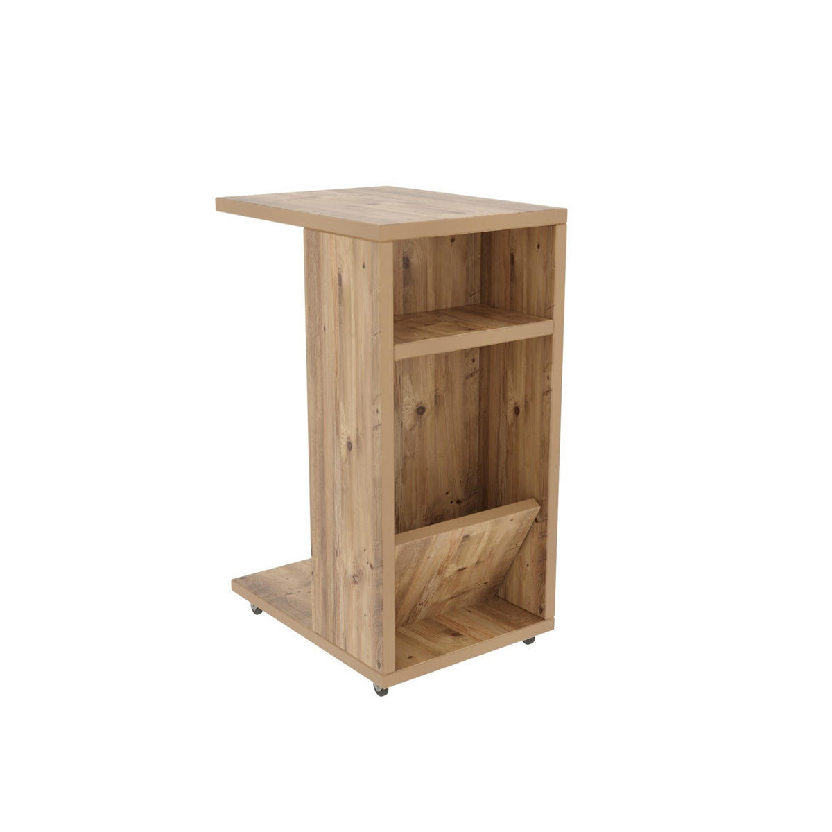 BEISTELLTISCH ROLLEND mit Stauraum 30/40/63 cm - Beige, Holzwerkstoff (30/40/63cm) - Calicosy