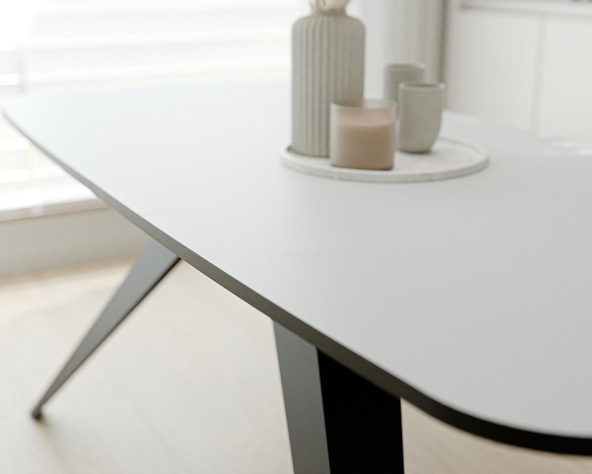 AUSZIEHTISCH FENTO 180/90/76 cm, Schwarz / Weiß - Schwarz/Weiß, Holzwerkstoff/Metall (90/180/76cm) - Idohome