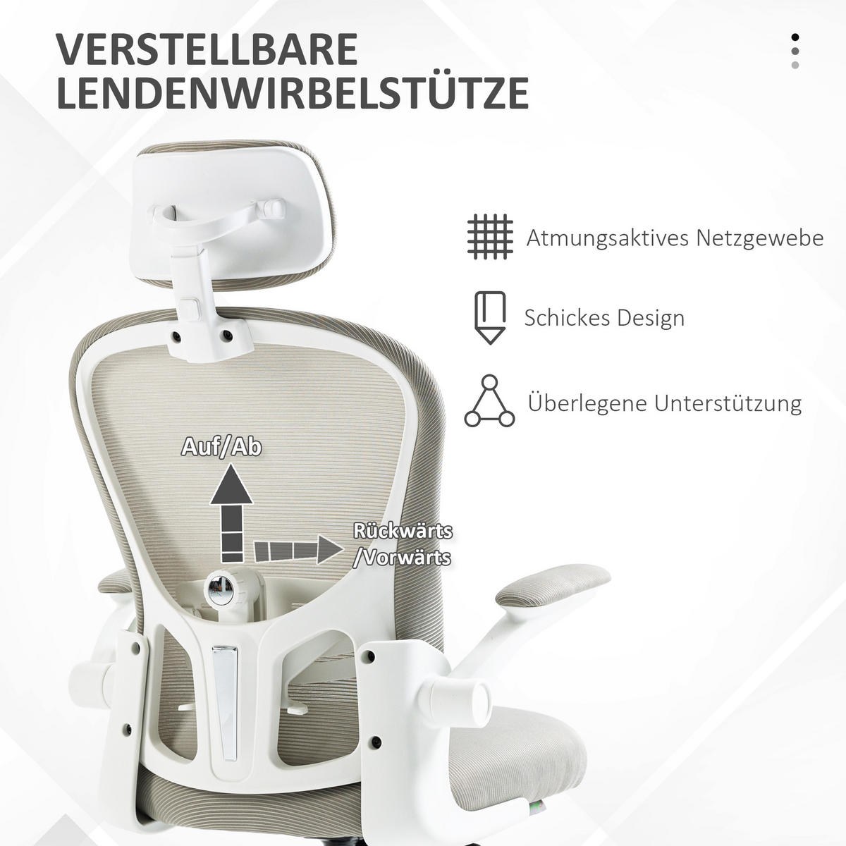 BÜROSTUHL, Grau, Polyester, Kunststoff - Grau, Kunststoff (64/120/62cm) - Vinsetto