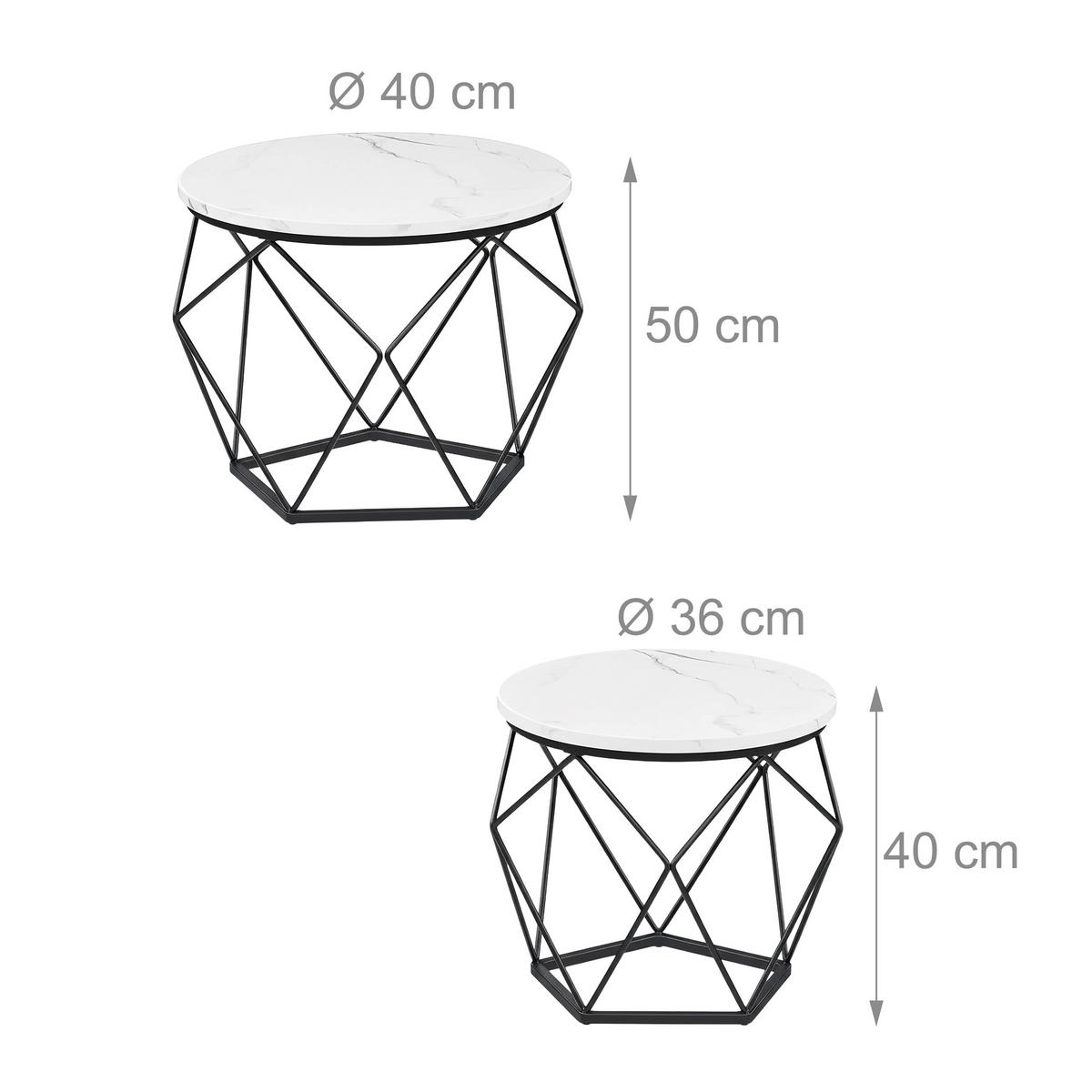 2-TLG.COUCHTISCH-SET - Multicolor, Holzwerkstoff/Metall (40/40/50cm) - Relaxdays