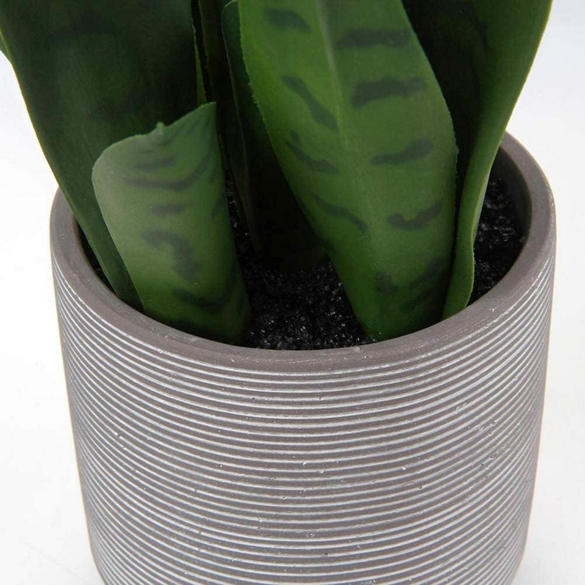 KUNSTPFLANZE Sanseveria 40 cm im Zementtopf Dunkelgrün - Grün, Keramik (40cm)