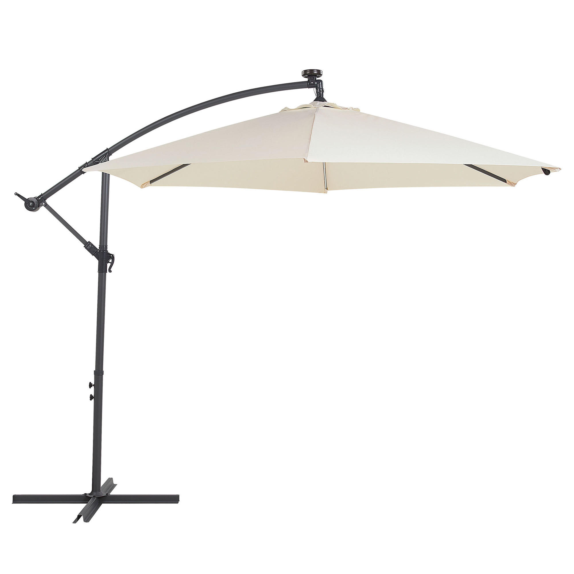 SONNENSCHIRM LED Solar Beleuchtung beige 285 cm Corval - Beige/Grau, Textil (285/285cm) - Beliani