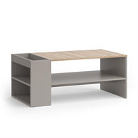 COUCHTISCH Wido Greige 100 x 55 cm mit Regalen - Greige/Sonoma Eiche, Holzwerkstoff (55/100/42cm) - Vicco