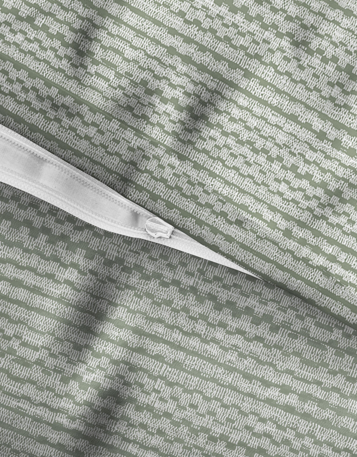 BETTWÄSCHE-GARNITUR Premium Biber Struktur salbei, 135x200 cm + 80x80 cm - Salbeigrün, Textil (135/200cm) - biberna
