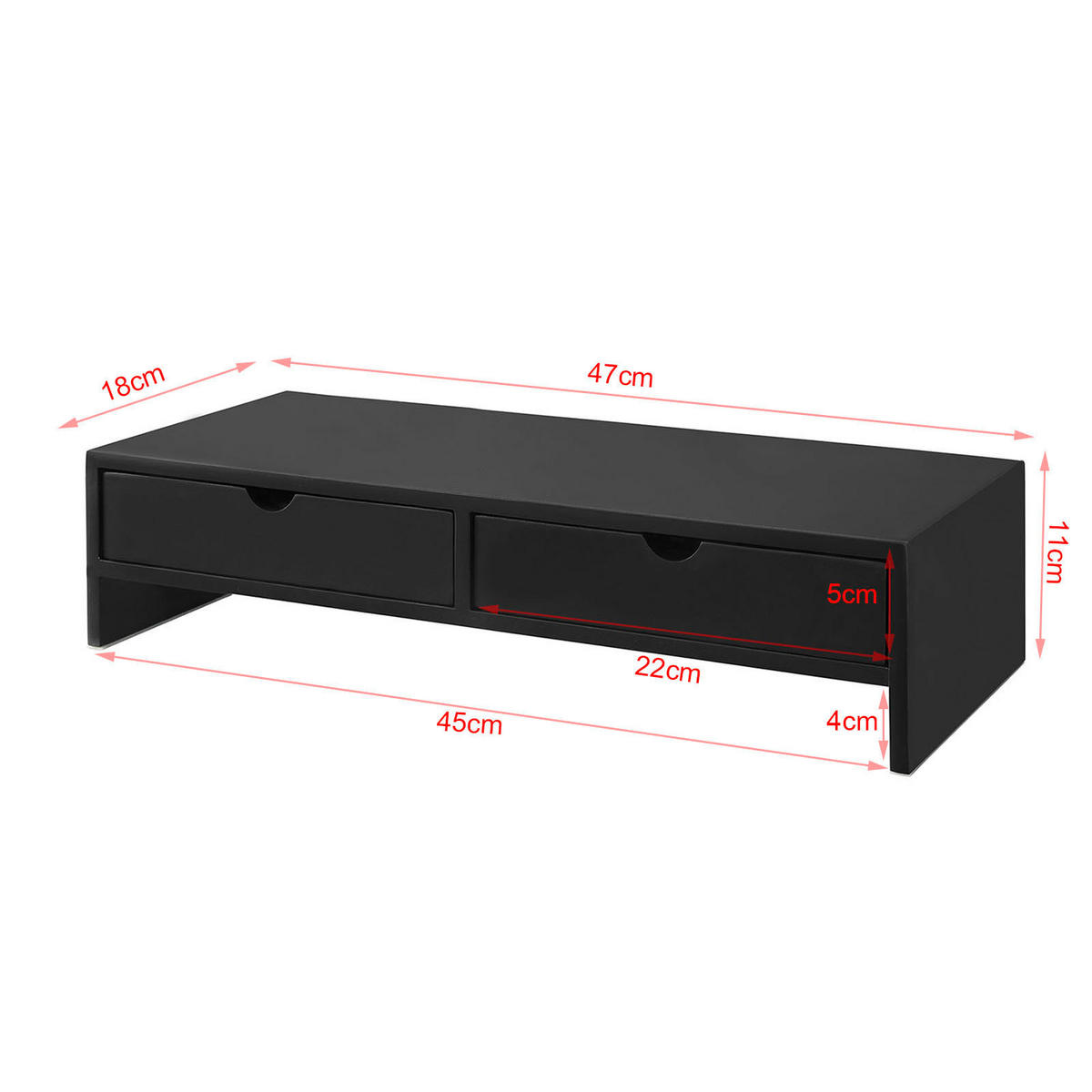 MONITORSTÄNDER Schwarz - Schwarz, Holzwerkstoff (18/47/11cm) - SoBuy