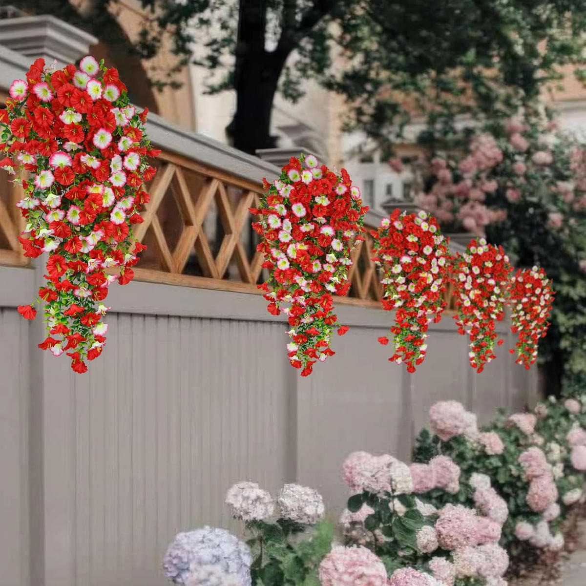 KUNSTBLUME 2 Stück Kunstblumen Veilchen Hängend - Dunkelrot, Kunststoff (75cm) - Kaket