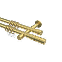 GARDINENSTANGEN-SET Prestige Elanto 240 cm (geteilt in 2 x 120 cm), 2-läufig, 20 mm Ø Messing-Optik - Messingfarben, Metall (240cm) - INTERDECO