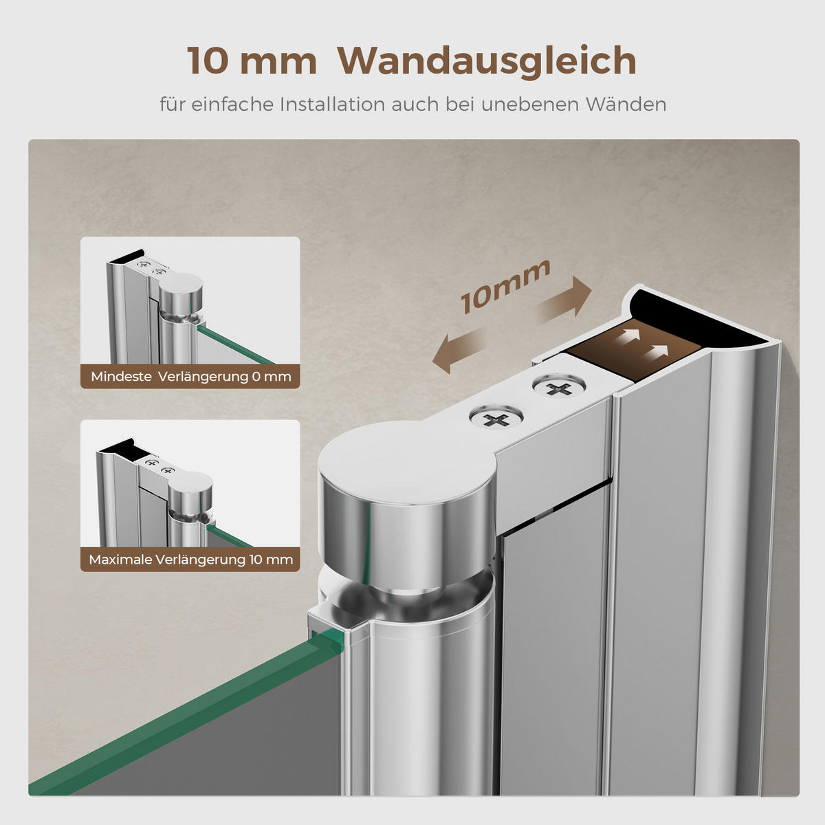 BADEWANNENAUFSATZ 120/140 cm Chrom 2-tlg. faltbar 6 mm mit beidseitiger Nano-Beschichtung - Chromfarben, Glas (120/140cm) - S'AFIELINA