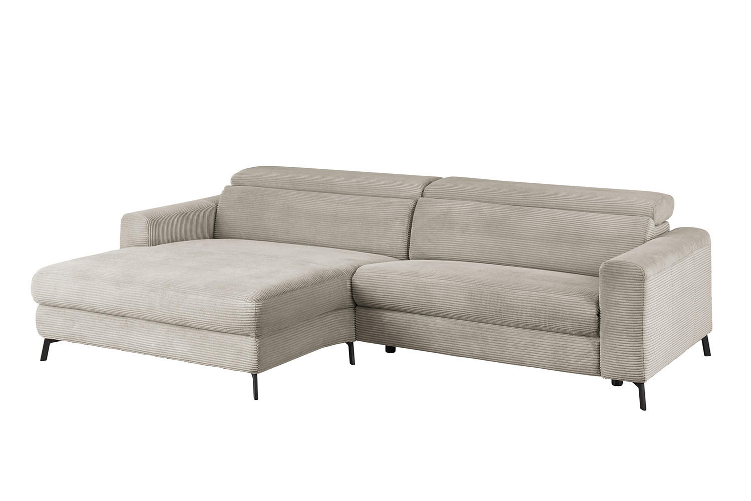 ECKSOFA LAISKA Steingrau Cord - Schwarz/Grau, Textil/Metall (282/177cm) - KAWOLA