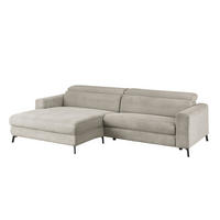 ECKSOFA LAISKA Steingrau Cord - Schwarz/Grau, Textil/Metall (282/177cm) - KAWOLA